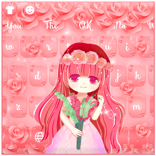 Pink Rose Cute Girl Keyboard icon