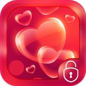 Red hearts Bubble Locker Theme on 9Apps