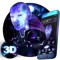 Neon Robotic girl 3D Theme