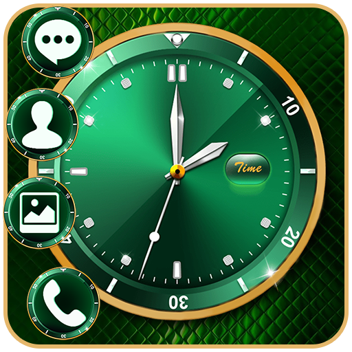 Gold Green Luxury Clock APUS launcher Theme icon