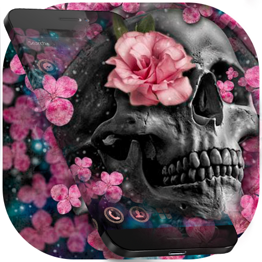Pink Blossom Skull Theme icon