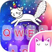 Kitty Meme Unicorn Galaxy Keyboard Theme for Girls icon