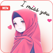 Cute Hijab Girl Stickers 2020. Islamic wastickers. icon