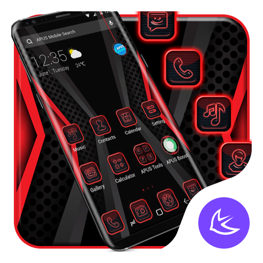Black Red Crystal APUS Launcher theme icon