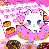 Cute Pink Donuts Cat Keyboard Theme icon