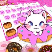 Cute Pink Donuts Cat Keyboard Theme