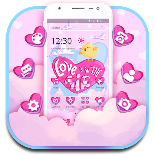 Pink Cartoon Love Heart Theme icon