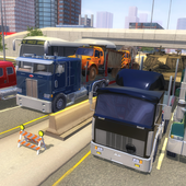 Big cargo transport driver icon