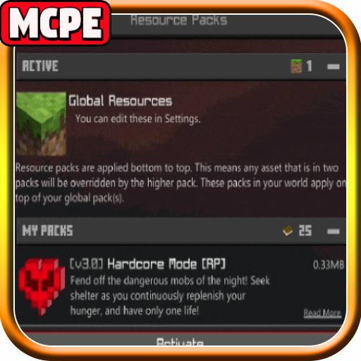 Hardcore Mode Mod MC Pocket Edition icon