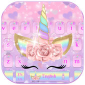 Pink Flower Unicorn Keyboard Theme icon