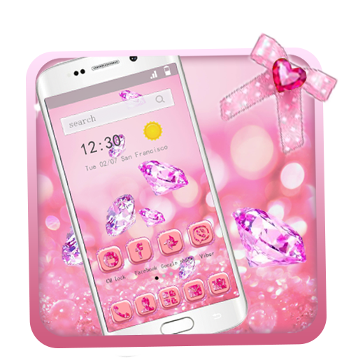 Pink Rose Gold Giltter Silk Diamond أيقونة