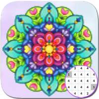 Mandala Pixel Art. Coloring by number.