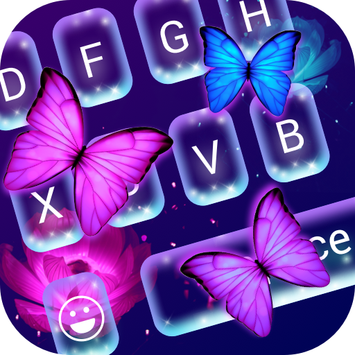 Butterfly Sparkle Neon Keyboard Theme icon