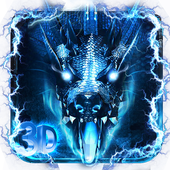3D blue fire ice dragon Thunder theme icon