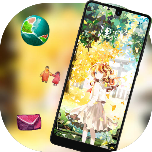 Beautiful Anime Autumn Girl Leaf theme icon