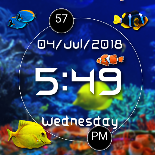 LED Digital Clock with Aquarium live wallpaper icon