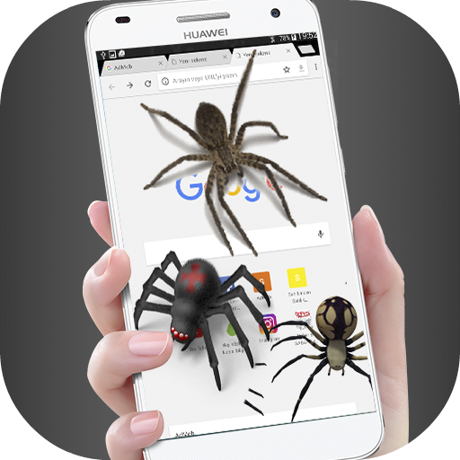 Spider in phone funny joke icon