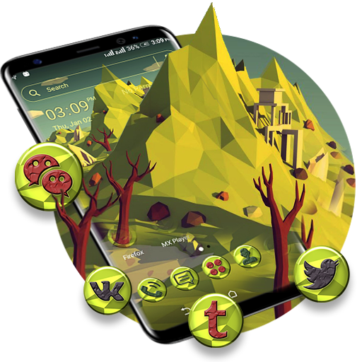 Green Art Polygon Launcher Theme icon