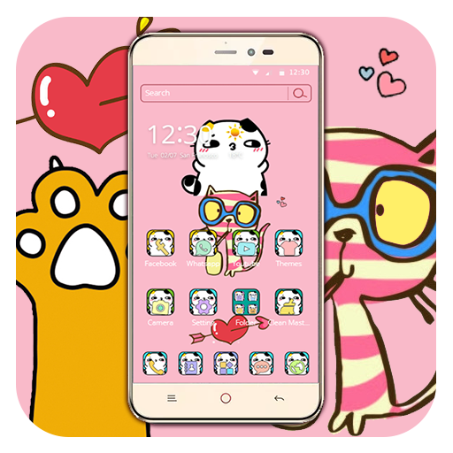Pink cartoon cat cute icon theme icon
