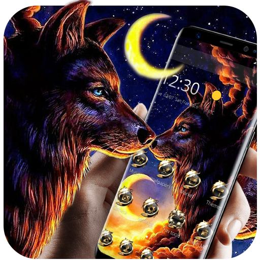 Gold Moon Sunset Wolf Theme icon