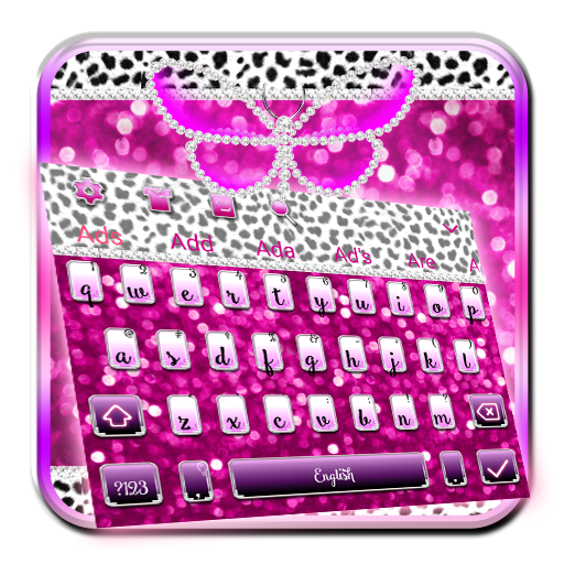 Pink Glitter Diamond Butterfly Keyboard icon