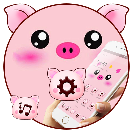 Pink Cartoon Piggy Kawaii Theme أيقونة