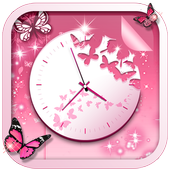 Pink Butterfly Clock icon