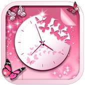 Pink Butterfly Clock on 9Apps