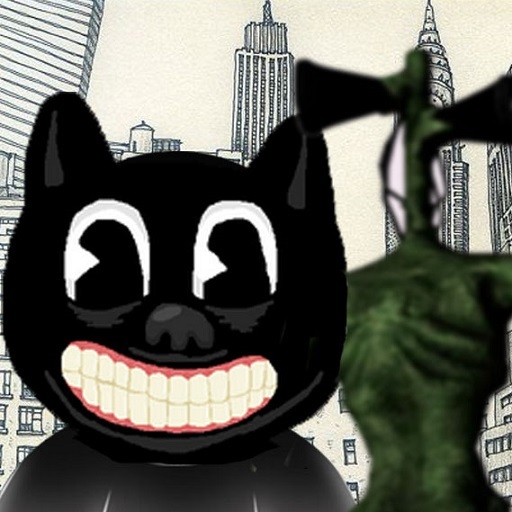 Real Cartoon Cat Among Siren Head Guys icon