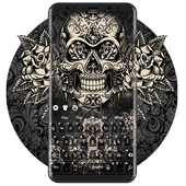 Schwarze Rose Skull Tastatur icon