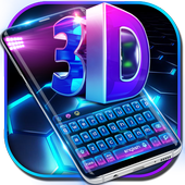 3D blue tech dimensional Keyboard icon