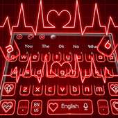 Love Neon Red Heart Keyboard Theme on 9Apps