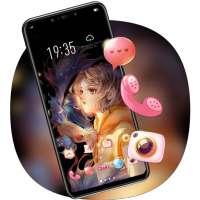 Glowing girl koi goldfish dark theme for V15 Pro