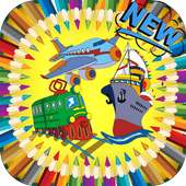 Coloring Truck Train Transportation