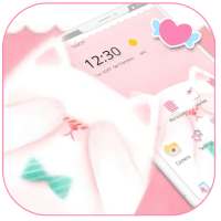 Pink Fluffy Cute Kitty Theme on 9Apps