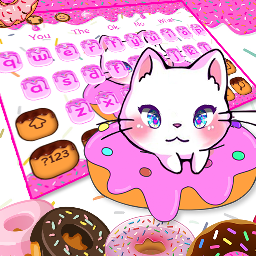 Cute Pink Donuts Cat Keyboard Theme icon