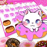 Cute Pink Donuts Cat Keyboard Theme