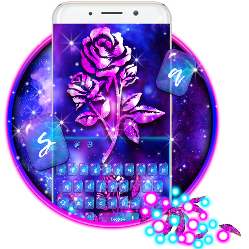 Luxury Galaxy Rose Keyboard Theme icon