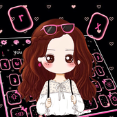 Pink Pretty Girl Keyboard Theme иконка