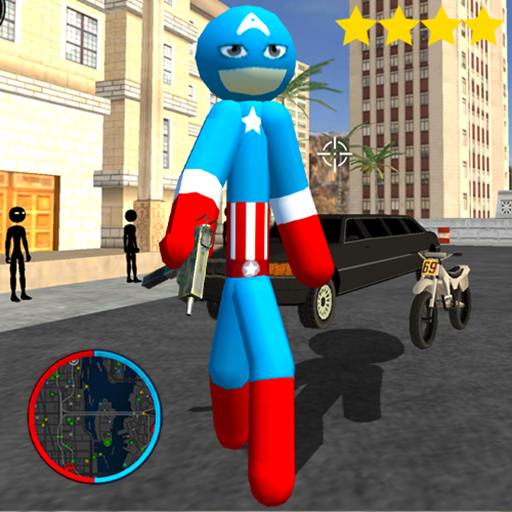 Stickman Captain Us Rope Hero Gangstar City icon
