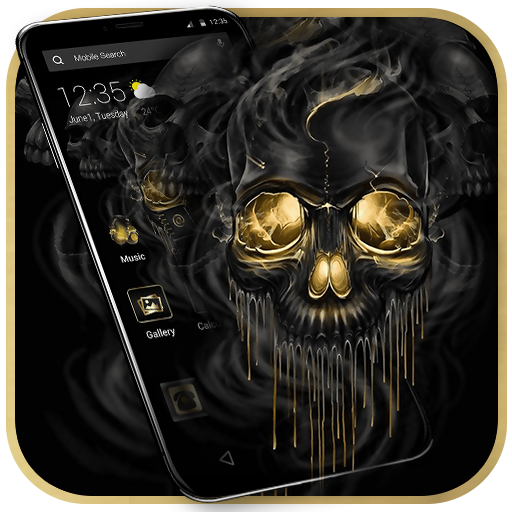 Gold Black Horrific Skull APUS Launcher Theme icon