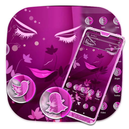 Pink Girly Face Launcher Theme icon