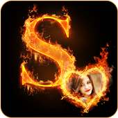 Fire Text Photo Frame on 9Apps