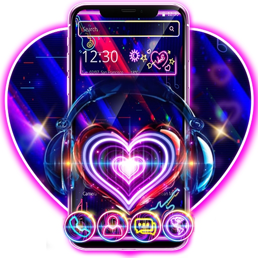 Neon Music Love Heart Theme icon