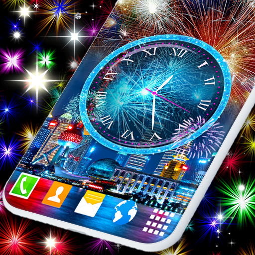 New Years Clock 🎆 2021 Fireworks Live Wallpaper иконка