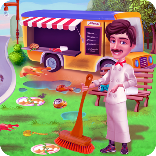 School Food Truck Cooking and Cleaning icon