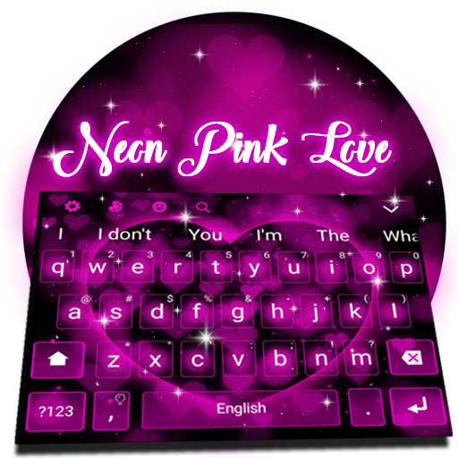 Neon Pink Sparkle Love Keyboard icon