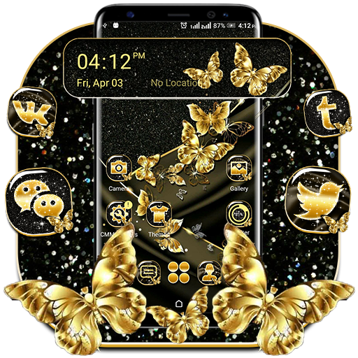 Golden Butterfly Glitter Launcher Theme icon
