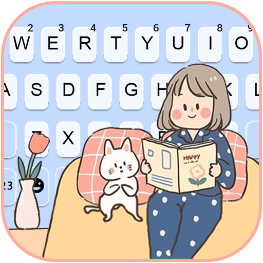 Girl With Cat Keyboard Background icon