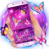 3D Neon Butterfly Keyboard Theme